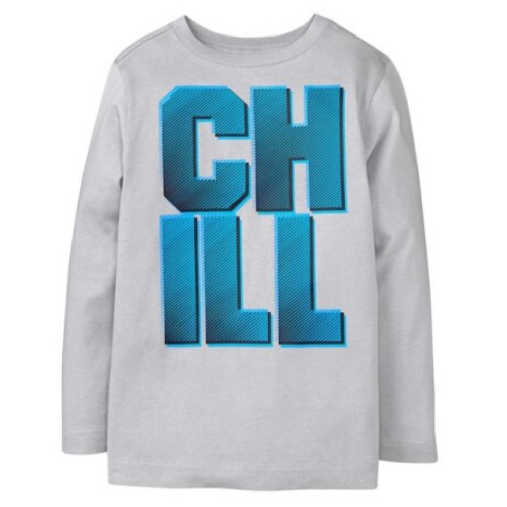 Crazy 8 Kids Blue and Gray 'CHILL' Long Sleeve Shirt S (5-6)